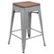 Flash Furniture 24" High Metal Indoor Counter Stool, Silver, PK4 4-ET-31320W-24-SV-R-GG - alternate 9